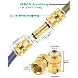 ERKOON Garden Hose Connector, Pack of 3 Hose Connectors, 1/2 Inch Brass Hose Connection, Double Plug Quick Coupling Connections, Two Way Coupling for Garden, Home, Tap
