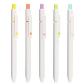 5PCS Zennyth Retractable Gel Pens Set, Quick Dry Black Ink Fine Point Roller Ball Gel Ink Pen for Smooth Writing (Pearl White)
