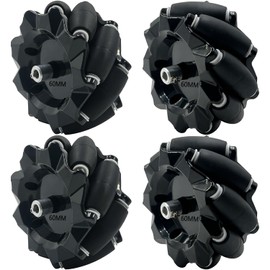 Mecanum Wheel for Robot Car Chassis, 60mm Omni-Directional Wheel Smart Robot Car Accessories DIY Mecanum Robotics Components, 4Pcs Omni Wheels with 4Pcs TT Coupling Motor Connector for AGV Smart Robot