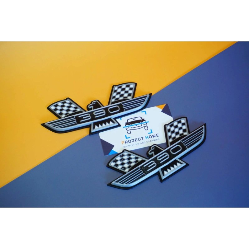 Project Howe Ford Thunderbird 390 Emblem PAIR - BLACK SILVER