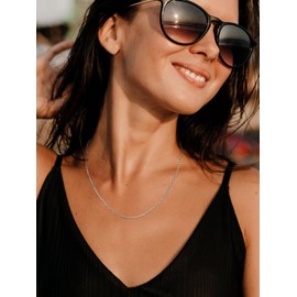 U7 Stainless Steel Diamond Cut 3mm Curb Chain Italy Made Waterproof Cuban Link Chain 22 Inch Necklace for Men Women