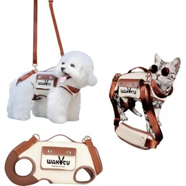 Wakytu Dog Lift Harness Dog Carrier VES Harness Adjustable Leash with Small Puppy Treat Bag,Fits Most Cars,S，4-8 LBS