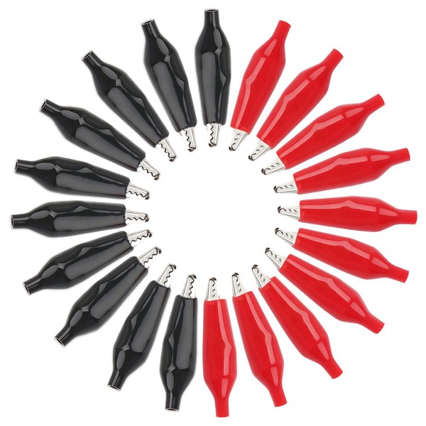 TOUFEIYUAN Alligator Clips, 1.4 inches (35 mm), Alligator Clip Clamp, Alligator Insulated Cover Clip, 10A Alligator Clip Test Clip Helper, Electrical Test Clips with Protective Insulation Cover, Black, Red, Pack of 40 (Medium, 1.4 inches (35 mm) x 40 Pie
