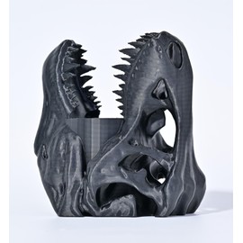 KwatTsz Dinosaur Pen Holder, Dinosaur Skull Figurine Pencil Holder for Office Desk Decor, Funny Easter Gifts for Men Boys Room Decor, Cool Black T-Rex Desktop Organizer