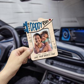 BEECRATY Drive Safe Daddy Car Visor Best Dad Ever Photo Frame for Dad Gifts from Daughter Son Custom Picture Holder for Father’s Day Birthday Memory Keepsake Car Rearview Mirror Decor Accessory