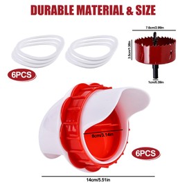 Meyagot Pack of 6 Automatic Chickens Feeder Without Waste, DIY Feeder Chickens, Chicken Feeder Accessories, Chicken Feeder Automatic Chicken Feeder with Hole Saw, for Buckets, Containers, Troughs