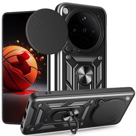 Ysnzaq Armor Case for Oppo Find X8 Pro 5G, Military-Grade Heavy Duty Shockproof Protection Case with Kickstand & Slide Camera Lens Cover for Oppo Find X8 Pro 5G SJ Black