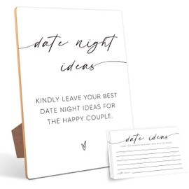 Date Night Ideas, Bridal Shower Games, Bridal Shower Decorations, Bridal Party Decorations, Bachelorette Party Games, Couples Games,1 Wooden Play Sign with Stand and 50 Cards Set