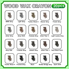Furniture Markers Touch Up, 20 Colors Wood Filler Sticks, Wood Wax Crayons for Repairing Scratches, Scuffs, Cracks, Holes on Furniture, Floors, Cabinets, Tables, and Doors - Gray Series