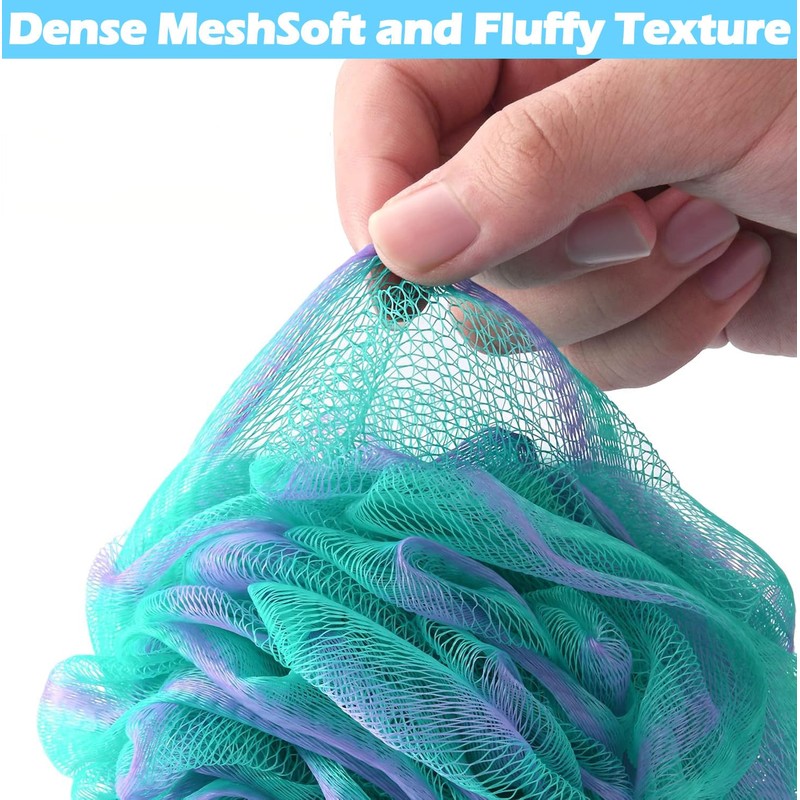 XIANZANDER 4 PCS Shower Puff Loofahs,Loofah Sponge 75g Extra Large,Scrunchie