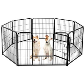 Sweetcrispy Dog Playpen Indoor - Pet Fence Pen for Yard Gate 16 Panels Foldable Puppy Playpens with Doors Metal Dog Pen for Camping, Outdoor, Small/Medium/Large Pets, 32" Height
