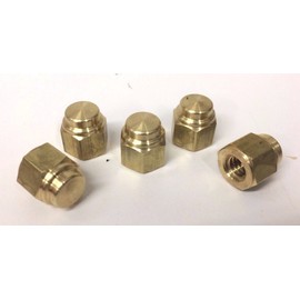 wcc 5 BRASS FLAT TOP HAT CAP NUTS 3/8"-24 harley hd chopper bobber cafe xs650 cb