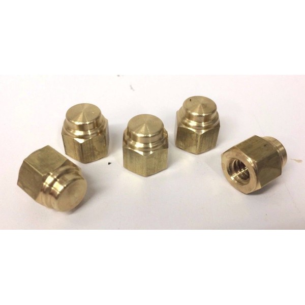wcc 5 BRASS FLAT TOP HAT CAP NUTS 3/8"-24 harley