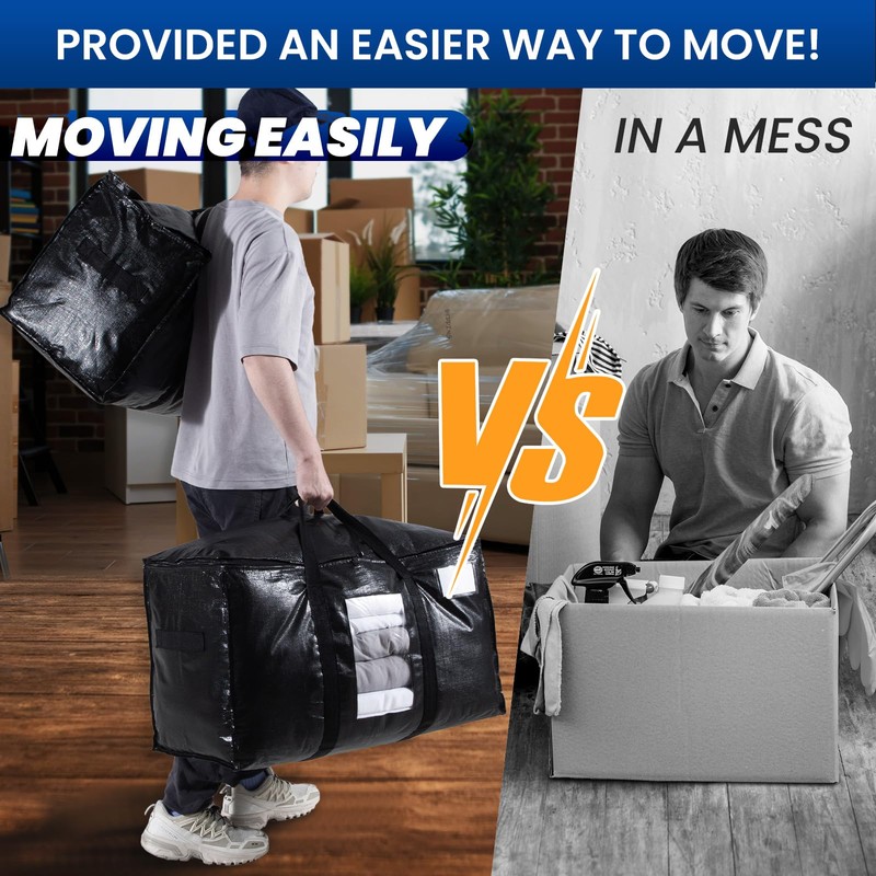 TAILI Extra Large Moving Bags, 2 Pack Black Heavy Duty