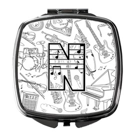 Caroline's Treasures CJ2007-NSCM Letter N Musical Note Letters Compact Mirror Decorative Travel Makeup Mirror for Women Girls Gifts Pocket Makeup Mirror Folding Handheld