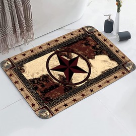 TSlook Bathroom Rug 17 x 24 Inch Non-Slip Absorbent Barth Mat Durable Quick Dry Floor Mats for Bath, Shower and Tub Air Conditioning Western Texas Star