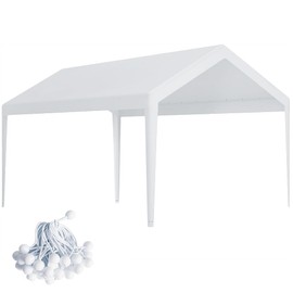 Carport Replacement Canopy, Replacement Top Cover for 12' x 20' Carport Frame, 180G PE Fabric Waterproof & UV Protected Tarp with Ball Bungees, White (Only Top Cover, Frame is not Included)