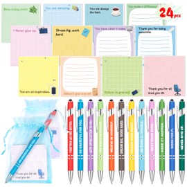 Employee Appreciation Gifts Bulk for Coworker：Funny Pens with Inspirational Sayings + Sticky Notes, Work Gift Bulk for Adults Office Supplies Set