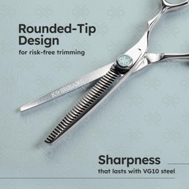 K9 Shears 6" Hair Thinning Scissors – Handcrafted, Ergonomic, VG10 Stainless Steel for Sharper, Tougher, Better Edge Retention, 3D Convex Blade Removes Hair Leaving No Marks, Thinning Rate 30%