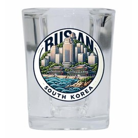 R and R Imports Busan South Korea Souvenir 2 Ounce Shot Glass Square Single