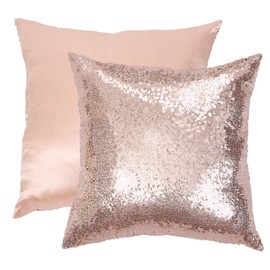 Eternal Beauty Set of 2 Sequin Decorative Pillow Cover Rose Gold Pillow Covers for Couch Throw Pillows 20 X 20 Inches