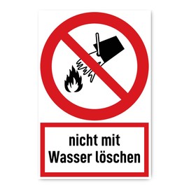 Sticker: 300 x 200 mm, 1 piece, do not erase with water, prohibition sign with text (German) (red/white), portrait - P011 - DIN EN ISO 7010 / ASR A1.3