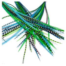 20 Real Feather Hair Extensions: Short Skinny 7-9 inch (18-23cm) + Rings/Loop (River)