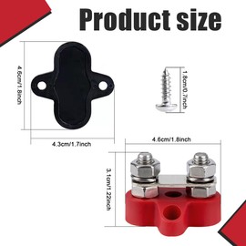 Lyxheth 2PCS Bus Bar 12V 200A Battery Power Distribution Block, Car Terminal Block, Power Distribution Junction Block Post Positive Negative, 5/16" Terminal Stud M8 48V for Auto Truck (Double Head)