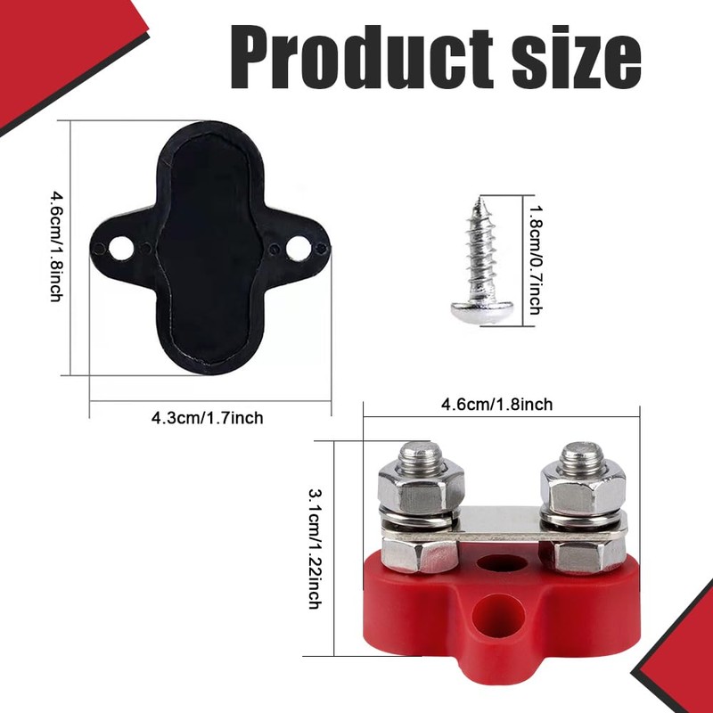 Lyxheth 2PCS Bus Bar 12V 200A Battery Power Distribution Block,