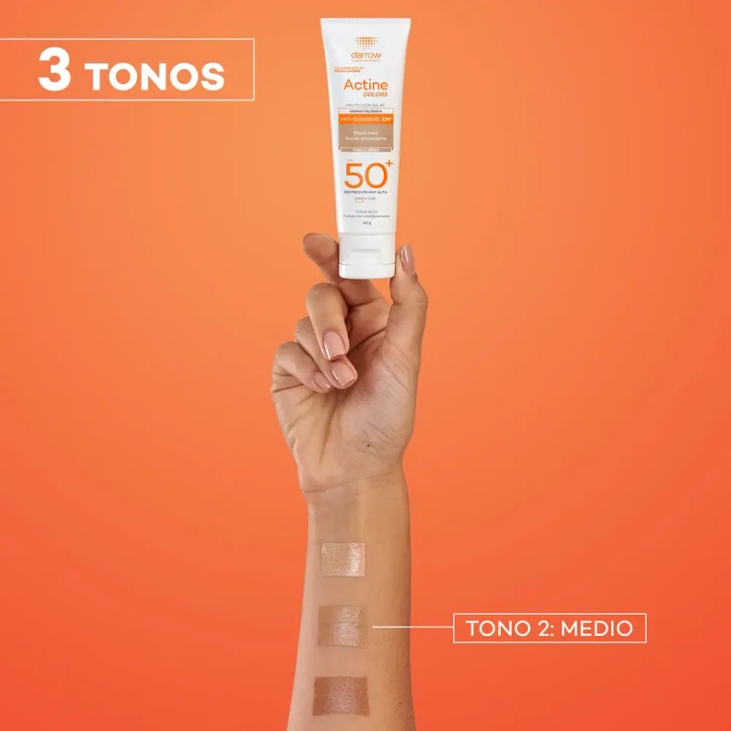 Protector Solar Dermatológico Facial Actine Colors Medio Fps