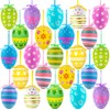 Easter Tree Ornaments, 24pcs Multicolored Hanging Plastic Easter Eggs Easter Tree Decorations Hanging Easter Eggs, Hand Painted Eggs Easter Ornaments for Tree Basket DIY Crafts Easter Party Favors