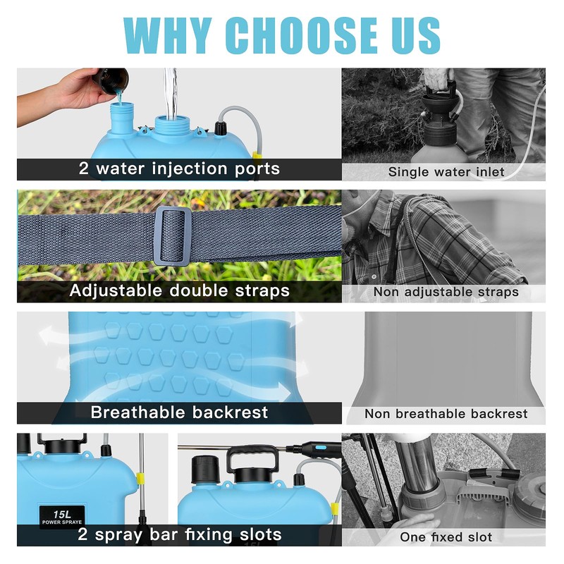 4 Gallon Battery Powered Sprayer, Electric Garden Sprayer, Backpack Sprayer