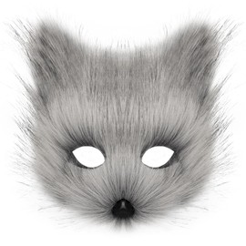 DRESHOW Faux Fur Fox Tail Cat Wolf Cosplay Costume Set Fluffy Plush Mask Paw Gloves Tail for Women Girls