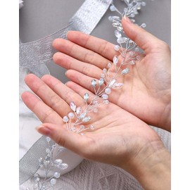 Unicra Bridal Wedding Hair Vine Silver Crystal Headband Bridal Rhinestone Headpiece Hair Accessories for Women and Girls