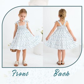 HAPPYMA Toddler Girl Summer Dress Boho Floral Sleeveless Dresses Girls Beach Princess Sundress Baby Outfits (White Blue Floral Dress, 6-7 Years)