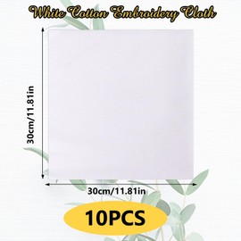 10 Pcs Embroidery Fabric, 30 X 30cm White Cotton Cross Stitch Fabrics, Pre-Cut Natural Embroidery Cloth, Squares Embroidery Fabric for Craft Garment Embroidery DIY Craft Kids Adults Beginners