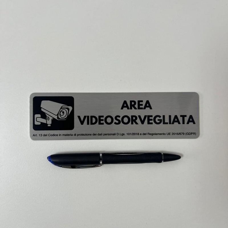 LEIASA | Targa Videosorveglianza - 5x18 cm - Alluminio -