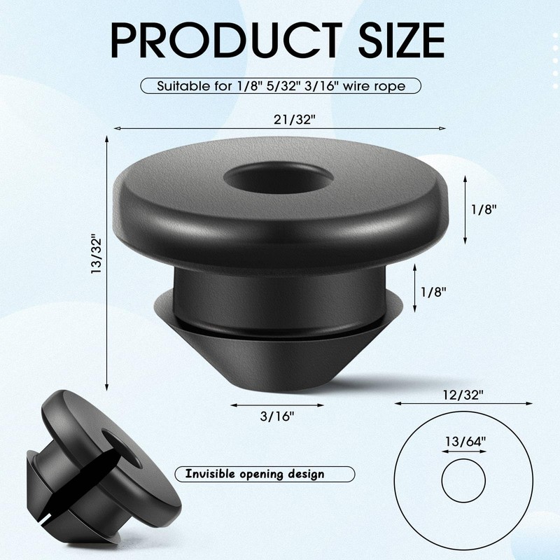 Pangda 500 Pack Rubber Grommets for 1/8", 5/32", 3/16" Cables
