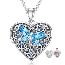 Dorunmo Women's Heart Locket Silver 925 to Open 925 Silver Locket with Crystal with Chain 45 cm with Elegant Gift Packaging Gift for Her Wife Girlfriend Mum Birthday / Christmas, Sterling Silver