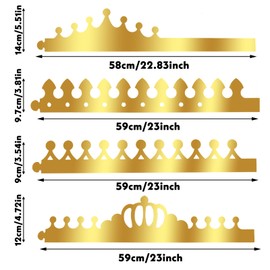 Gold Paper Crowns, 20 PCS 4 Type Golden King Crown Paper Crowns for Kids and Adults Foldable Party Crown Hat for Birthday Celebration Baby Shower Photo Props Wedding Anniversary