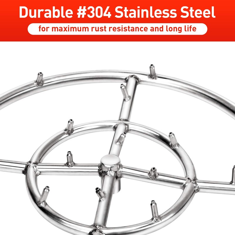 Stanbroil 18" Stainless Steel Round Jet Burner Ring for Natural