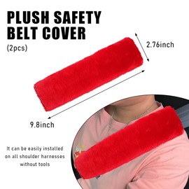 Yourkar 2 PCS Car Seat Belt Cover, Soft Auto Seatbelt Protector for a More Comfortable Driving, Warm Plush Seatbelt Shoulder Neck Pad Cushion Fit for All Cars, Car Accessories (Red)