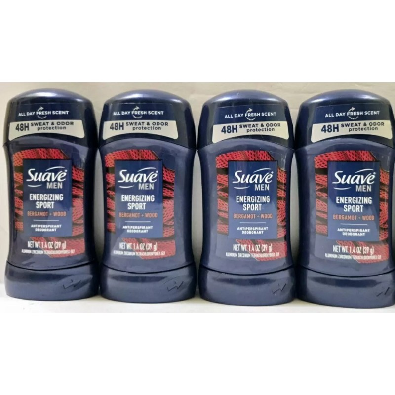 6 Packs Suave Men ENERGIZING SPORT Solid Antiperspirant Deodorant 1.4