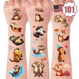 101+ Otter Temporary Tattoos – Waterproof Fake Tattoos for Kids, Girls, Boys, Teens & Adults – Ideal for Birthday Parties & Decorations (B)