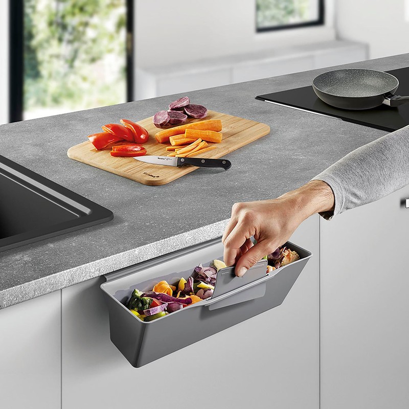 Metaltex Collection tray for kitchen waste, grey, 35 x 16