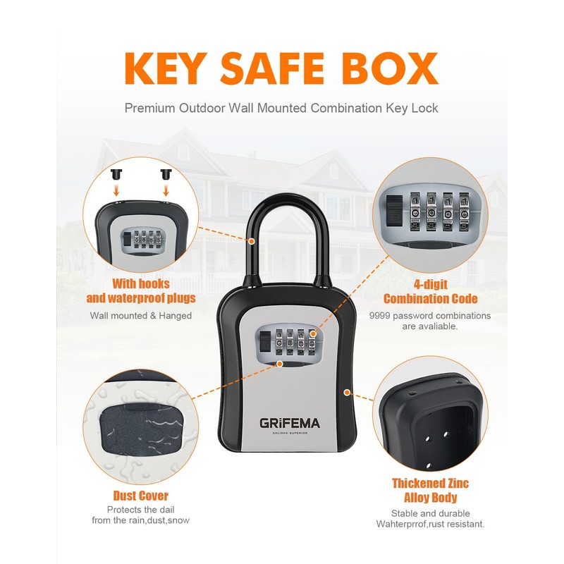 GRIFEMA GA1003-2 Key Safe Box, Lock Box, Key Cabinets with