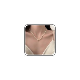 Cimenexe Bohemian Pearl Necklace Choker Necklace Gold Ball Pendant Necklace Retro Pearl Necklace Collar Necklace Minimalist Pearl Necklace Jewellery for Women and Girls Gifts, Zinc, No Gemstone