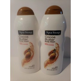 Set of 2 Spa Soap 20 oz Cocoa Butter With Vitamin E Moisturizing Body Wash 