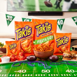 Takis Takis Intense Nacho 17 oz Fiesta Size Bag, Cheese Flavored Non-Spicy Cheesy Rolled Tortilla Chips