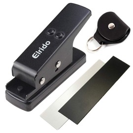 Elrido DIY Guitar Picks Punch Professional Guitar Plectrum Puncher Card Cutter with Leather Key Chain Pick Holder, 2 Guitar Pick Strips - Pick Maker Guitar Pick Make Tool Kit Handy DIY Pick Perfect